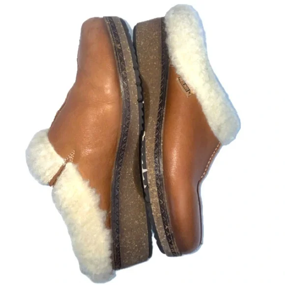 Pikolinos Clog Shoes Size EUR 40 US 9-9.5 Tan Granada Leather Fleece-Lined Fall - Picture 2 of 13